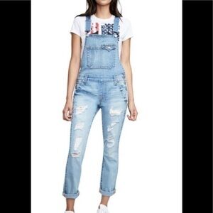 True Religion Spring Daze Flap-Pocket Boyfriend Overalls